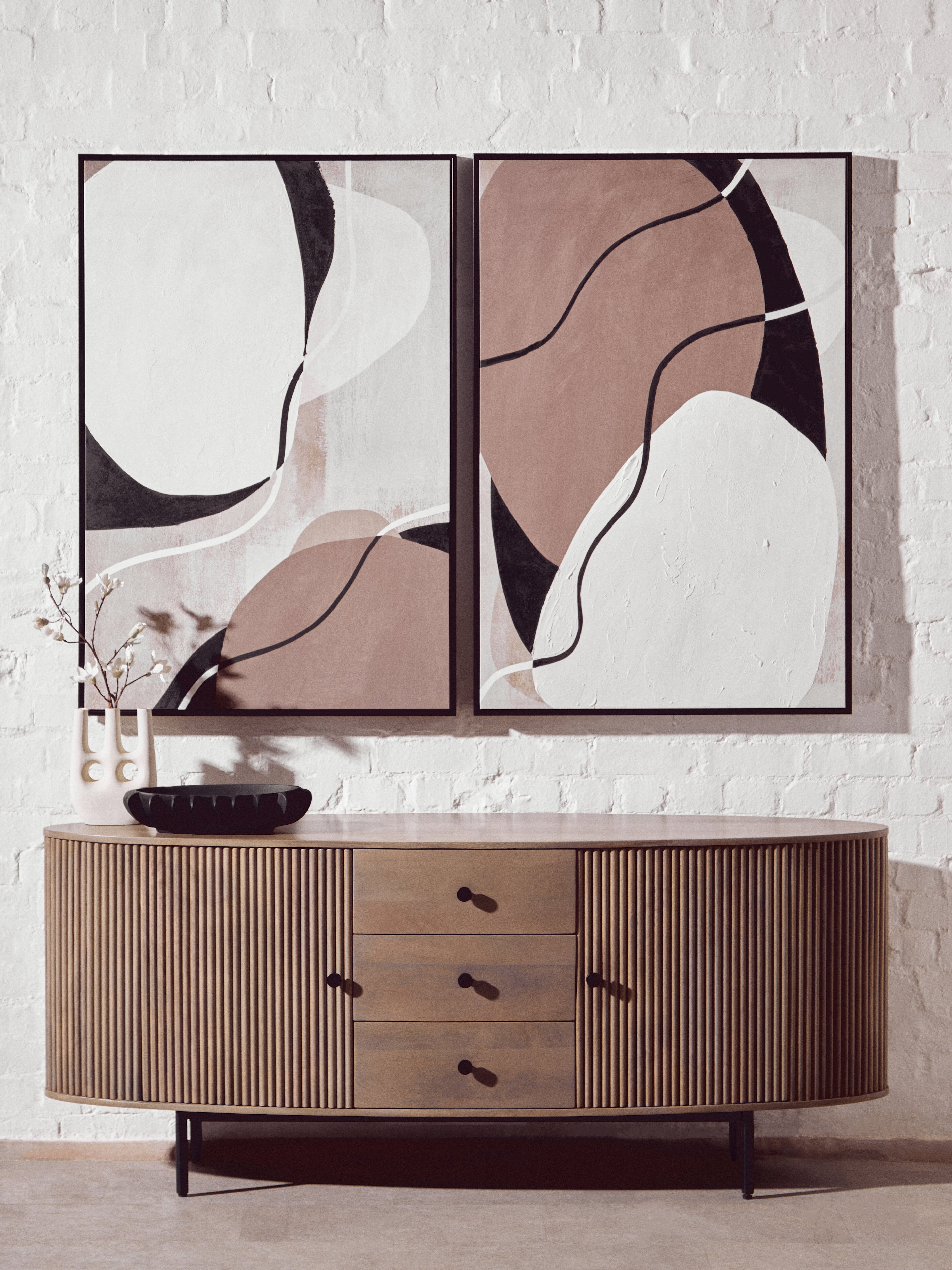 Kelda Grey Mango Wood Ridged Sideboard